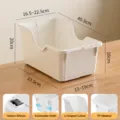 Retractable plastic storage box under sink organizer with hidden wheels and U-shaped design. - Retractable With Wheels / White