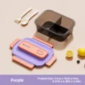 Dopamine partitioned lunch box microwave safe sealed fresh bento box purple 21x16x9cm - Utensils Included / Blue