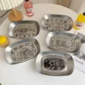 Vintage tinplate retro storage tray snack fruit plate metal decorative tray home decor - Farmer