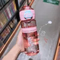 Borraccia in plastica rosa con cannuccia grande capacita tazza sportiva portatile - Rosa