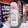 Süße isolierte Wasserflasche mit Hundemotiv, Strohhalm und Tragegurt für Mädchen und Schüler. - 500ml / Hund