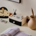 Boîte de rangement de bureau blanche avec tiroir noir organisateur en rotin cosmétique - Blanc 1 Couche / Tiroir Noir