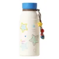 Dopamin Retro Thermosflasche für Damen, tragbarer Edelstahl Becher mit Sternen und Anhänger - Blau