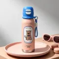 Edelstahl Thermosflasche für Kinder, süße rosa tragbare Wasserflasche mit Strohhalm. - 500ml / Blau