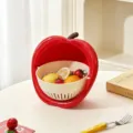Red Apple Shaped Double Layer Draining Basket Kitchen Fruit Bowl Colander Strainer Tool - Apple-Shaped Draining Basket / Red