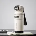 Portable 550ml insulated sports water bottle with dual drinking design, strap and sleek white finish. - 550ml / White