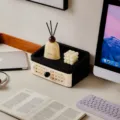 Boîte de rangement de bureau vintage avec tiroir en rotin, organisateur noir et blanc. - Noir 1 Couche / Tiroir Blanc