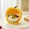 Creative apple shaped double layer draining basket kitchen fruit vegetable strainer yellow color - Apple-Shaped Draining Basket / Yellow