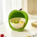 Creative apple shaped double layer draining basket kitchen fruit and vegetable colander bowl - Apple-Shaped Draining Basket / Green