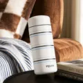 Fquan Tragbare Mini Isolierflasche Kompakte Reise Tasse für Damen Alltagsschick weiß - 160ml / Gestreift
