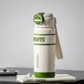 Portable 550ml sports water bottle with dual drinking design, strap, and thermal insulation. - 550ml / Green