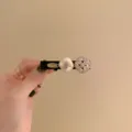 Elegante fermaglio per capelli nero con perle finte e strass scintillanti per donna moda - Quadrato Nero