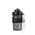 Black large capacity plastic water bottle and portable coffee cup with silicone sleeve - 500ml / Black