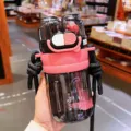 Bottiglia d'acqua in plastica a doppia bevanda con cannuccia, grande capacità. - 24oz / Nero