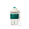 Portable plastic water bottle with green silicone sleeve, large capacity cup for office, daily use - 500ml / White