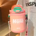Rosa isolierte Wasserflasche mit Tragegurt, grosse Thermosflasche fur Sport und Alltag. - 800ml / Rosa