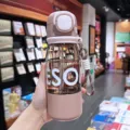 Minimalistische kreative Weltraum Strohhalm Wasserflasche für Studenten tragbar. - 600ml / Kaffee