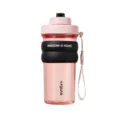 Pink plastic water bottle with black silicone sleeve, large capacity portable drinkware for sports. - 630ml / Pink