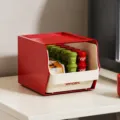 Boite de rangement pour sachets de the rouge organisateur de bureau avec tiroirs pratiques. - Rouge