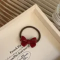 Elegante wijnrode haarelastiek met acetaat strik en duurzame band voor dagelijks haarstyling - Rood