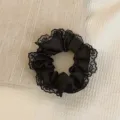 Elegant black lace scrunchie featuring French retro style with high elasticity fabric - Lace Trim / S / Black