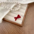 Small red velvet bow hair clip elegant princess style duckbill side clip for women hair - Red-Small (240104)