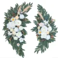Ensemble de fleurs artificielles pour arche de mariage, roses blanches et eucalyptus. - Blanc & Champagne