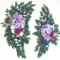 Arrangement floral d'arche de mariage feuilles d'eucalyptus artificielles fleurs rose bleu - Bleu et Violet