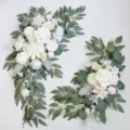 Ensemble de fleurs d'arche de mariage en eucalyptus et roses blanches artificielles. - Grande taille 2023 YB001