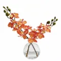 Plante d'orchidée artificielle en pot avec eau artificielle, idéale pour décoration de bureau. - Orchidées Phalaenopsis - Orange d'automne