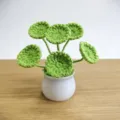 Plante en pot au crochet faite main feuilles vertes artificielles décoration intérieure - 6 Feuilles / Vert Herbe
