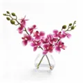 Gros plan détaillé d'orchidée rose artificielle avec vase en verre pour décoration. - Orchidées Phalaenopsis - Rose-violet