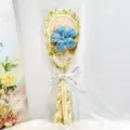 Handgefertigter blauer Eibisch Blumenstrauß Pfeifenreiniger Geschenk für Freunde - Dunstblau