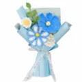 Bouquet de fleurs au crochet fait main cadeau fini marguerite bleue décoration de chambre - Bleu