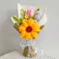 Bouquet de fleurs en chenille fait main tournesol artificiel peluche cadeau détails. - Or