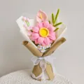 Bouquet de fleurs artificielles en peluche chenille fait main tournesol rose cadeau - Rose