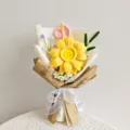 Bouquet de tournesol en cure-pipe fait main fleurs artificielles décoration cadeau de maison - Jaune Chaud