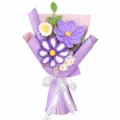 Bouquet de fleurs au crochet fait main cosmos tricotés finis cadeau pour fête. - Violet