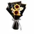 Beau bouquet de fleurs de tournesol au crochet fait main cadeau de remise des diplômes. - Style Papillon / Noir