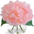Faux Hortensia Rose Artificiel dans un Vase en Verre avec Eau Artificielle Décoration - JS067 Grand Hortensia Rose (Y Compris Bouteille)