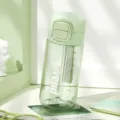 Fouan Tritan Kunststoff Trinkflasche mit Strohhalm, tragbare Tasse für die Schule. - 560ml / Grün