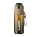 Große Outdoor Sport Plastik Trinkwasserflasche mit Strohhalm und Tragegurt für Fitness. - 750ML / Braun