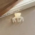 Pince à cheveux vintage en acétate marbré crème au design géométrique et style minimaliste - Blanc Perlé-4.7CM