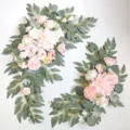 Détail de l'ensemble de fleurs d'arche de mariage artificielles roses et de jolies feuilles. - Grande taille 2023 YB002