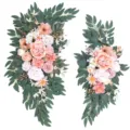 Ensemble de fleurs artificielles pour arche de mariage avec roses roses et eucalyptus. - Rose Blanc
