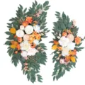 Détail de swag floral en eucalyptus artificiel, décoration florale d'arche de mariage, rose. - Orange et Blanc