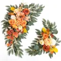 Ensemble de fleurs artificielles d'arche de mariage d'automne, détail de roses et feuillage. - Nouveauté 2023 Grande taille YB006