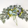 Guirlande de pivoines artificielles feuilles eucalyptus décoration murale mariage - Bleu d'Automne