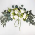 Guirlande artificielle de fleurs de pivoine pour porte murale mariage et décoration maison. - Blanc Cassé