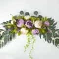 Arrangement floral de pivoines artificielles pour linteau de porte et mur, parfait pour mariage. - Violet d'Automne